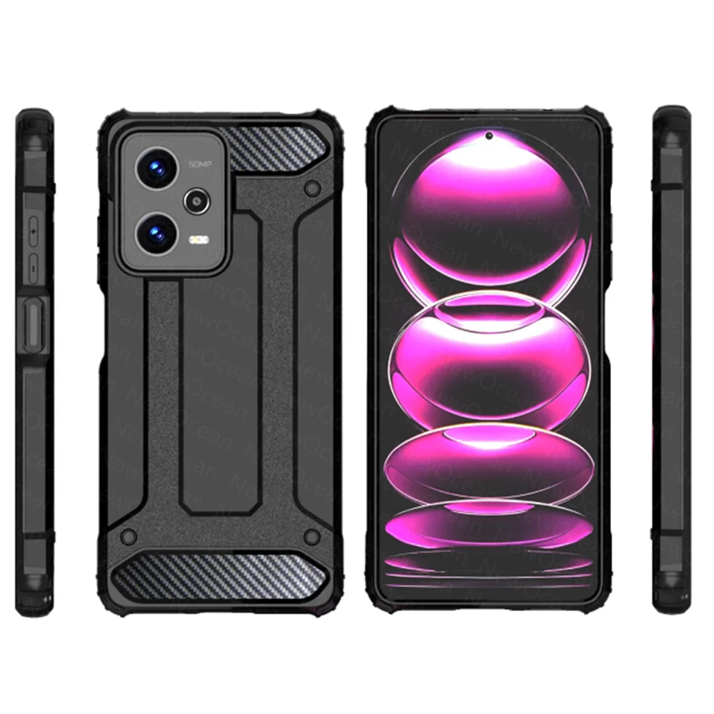Coque PIXFAB Pour Xiaomi Redmi Note 14 Pro 4G – Noire Avec Anneau Et Béquille
