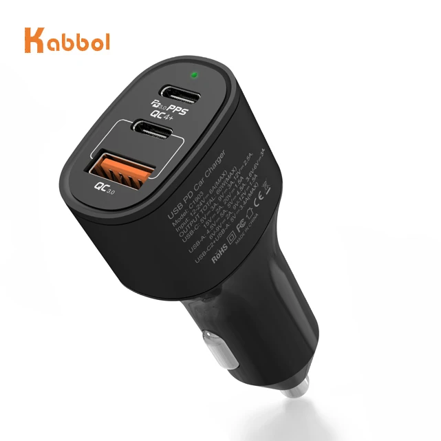 Автомобильное зарядное устройство PD с 3 портами, 60 Вт, два порта PD 30 Вт и адаптер QC 3,0 18 Вт, быстрая зарядка для ноутбука/телефона 11 Pro Max/XS