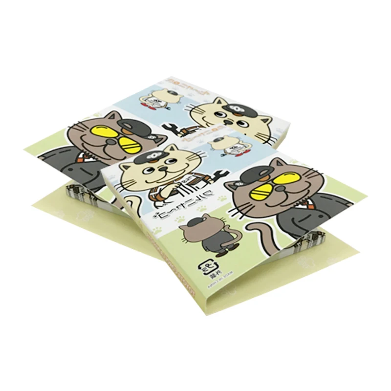 Customized 4 colors printing self adhesive fancy cute stationery sticky notes  Kawaii cartoon Cat Sticky Notes