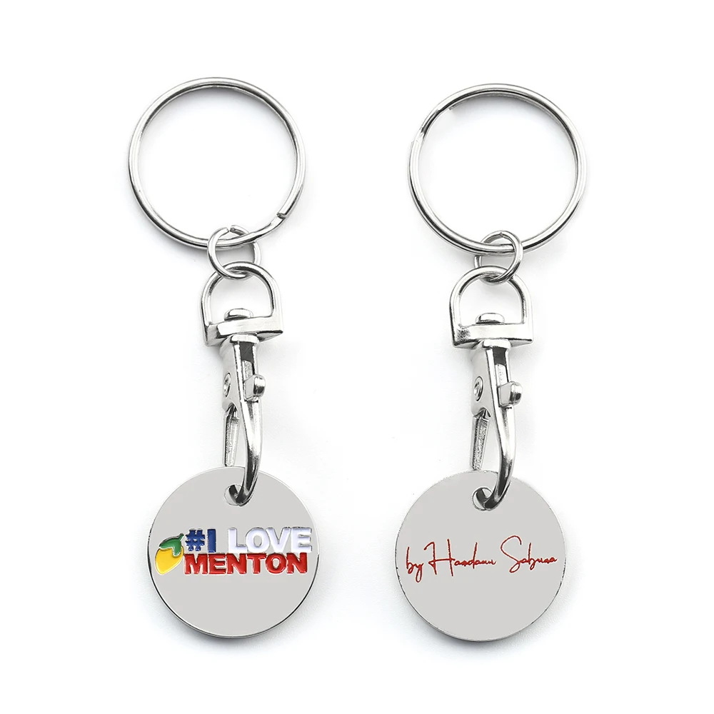 Metal Shopping Trolley Coin Token Keychain Keyring Holder_voghion.com