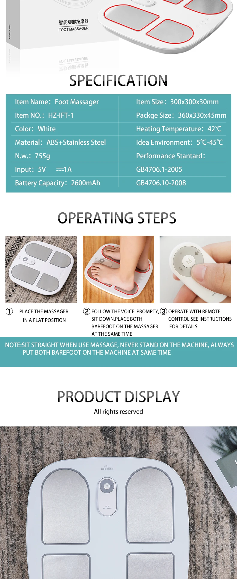2025 Hot Selling Products TENS Massage Pad Feet Muscle Massage Mat Electric Vibrating EMS Electric Foot Massager