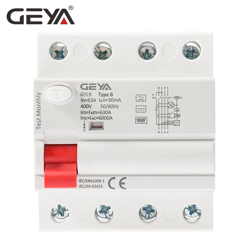 Geya B Type Rccb Residual Current Circuit Breaker Dc Elcb 2p 63 Amp ...