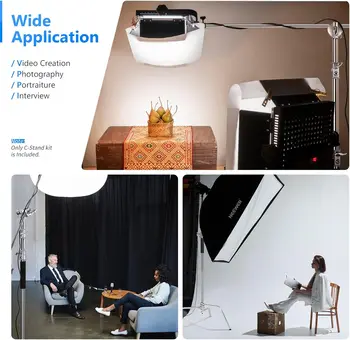 NEEWER Pro 100% 320cm Stainless Steel Heavy Duty C Stand with Boom Arm Photography Light Stand detail image