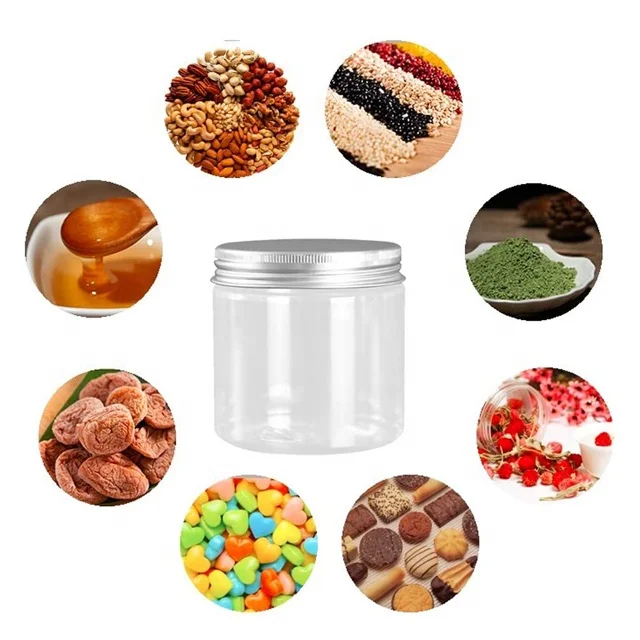 60ml 250ml 300ml 500ml 1000ml Food Grade PET Transparent Round Food Jar  With Air-tight Lid Multi Use Body Cream Home Storage Jar - Buy 60ml 250ml  300ml 500ml 1000ml Food Grade PET