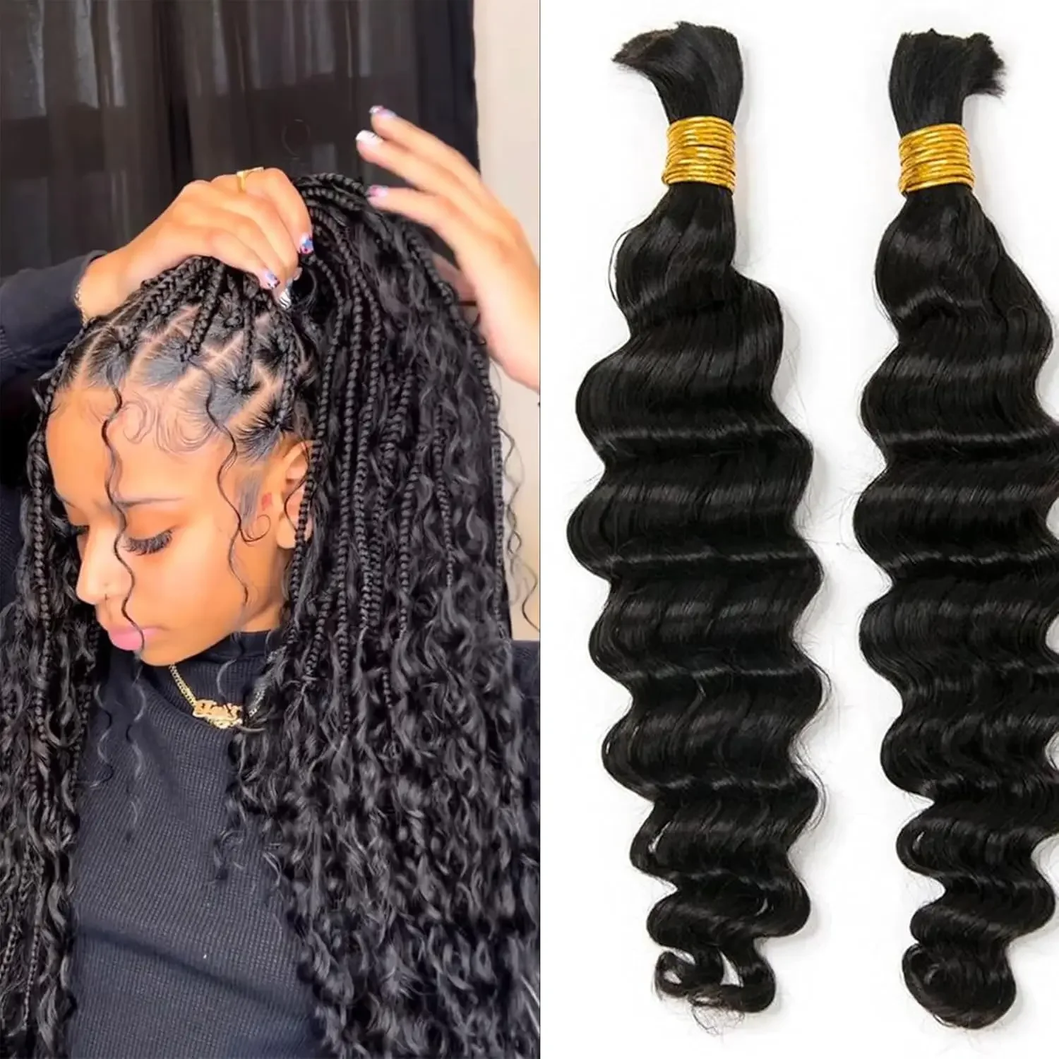 Extension di capelli umani deep wave per treccine boho chic_voghion.com