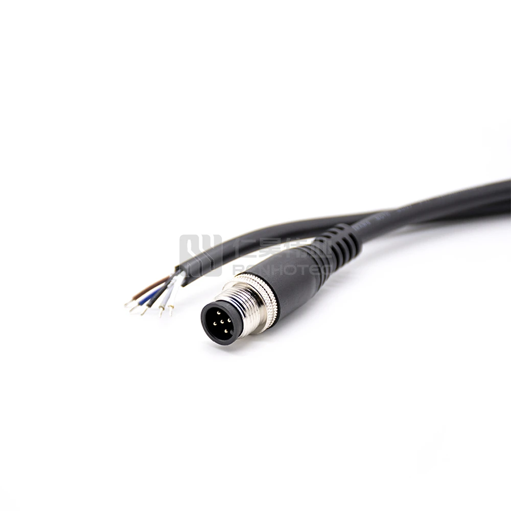 Signal M12 Cable Connector 5 Pin Male Molding Cable Straight Single Ended 1m 2m 5m 10m