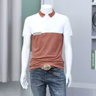 Tshirts New Design Men Fashion Polo With Different Panel Wholesale Plain Contrast Short Sleeve Young Men New Design High Quality Tshirts