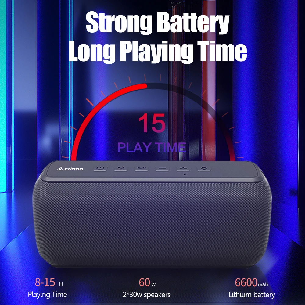 XDOBO X8 60W ポータブルワイヤレススピーカー IPX5防水 15時間再生