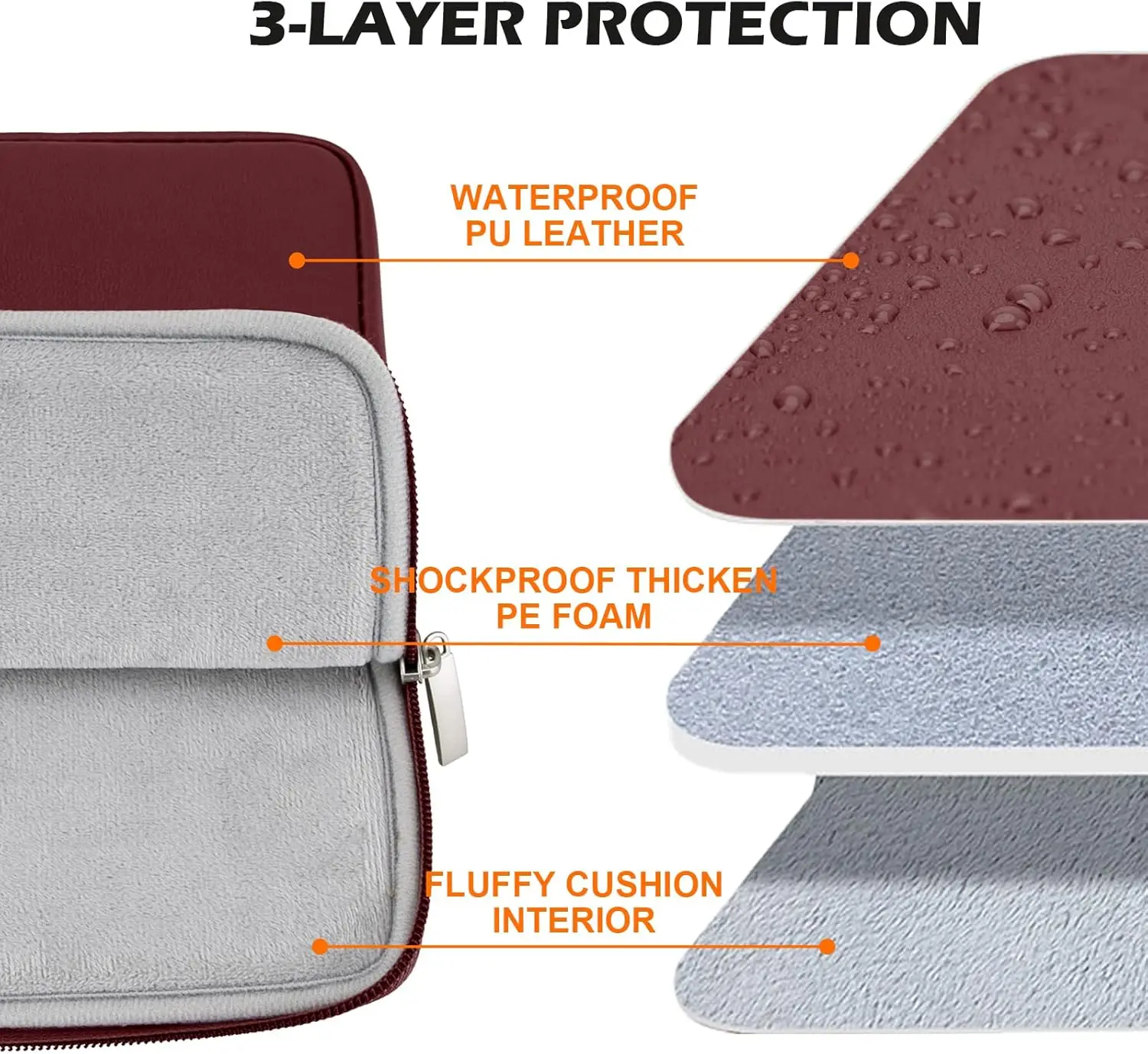 product laptop sleeve case  for156 inch laptop pu leather protective waterproof leather cover slim padded carrying bag for men women-34