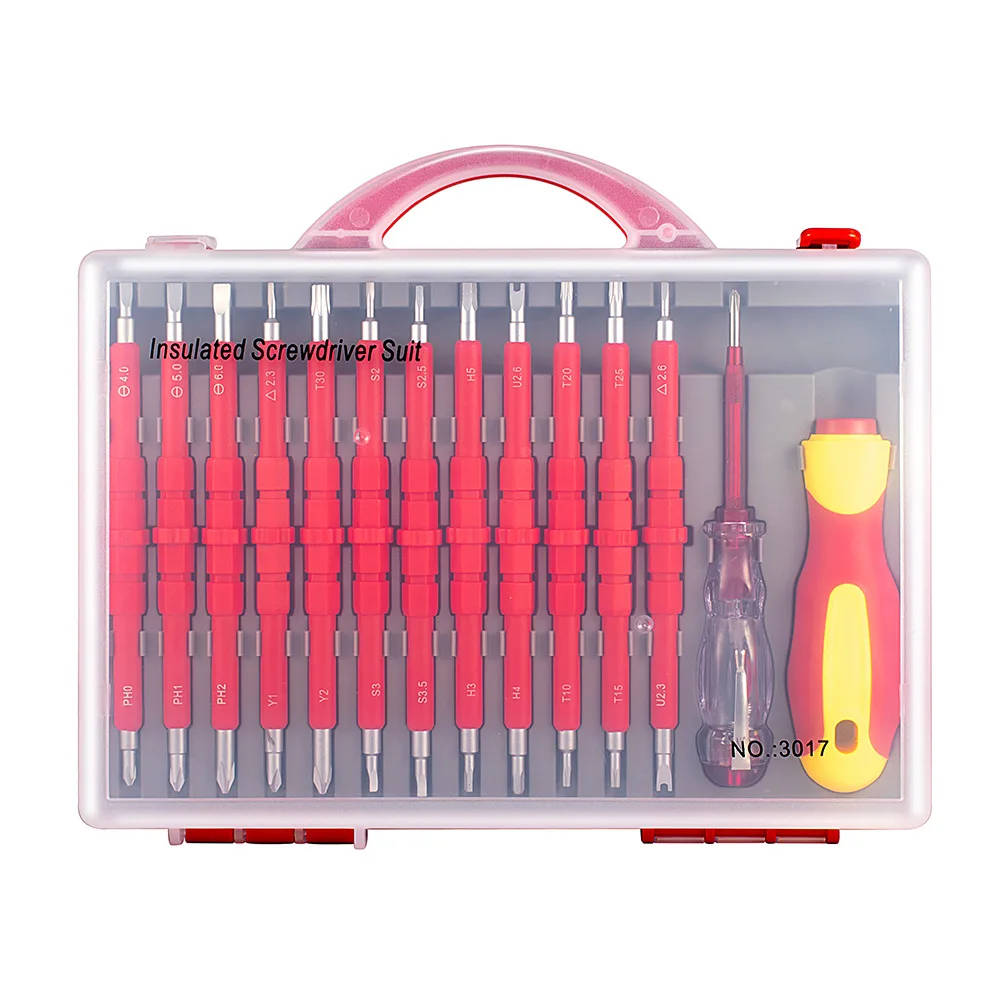 Henglai 26 In 1 Vde High Quality Tool Repair Double Head Insulation Screwdriver Set With Test