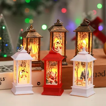 Christmas Flame Lantern Santa Claus Xmas Led Luminous Ornament Candlestick Lamp Merry Christmas Decor For Home