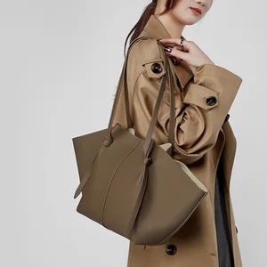 A-324 Women's First-Layer Cowhide Large-Capacity Tote Bag Fashionable Versatile Satchel Wing Open Genuine Leather Woman Bag