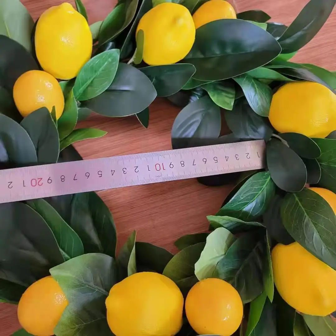 Artificial Spring Lemon Wreath With Lush Leaves Everyday Wreath Spring Fruit For Front Door Or