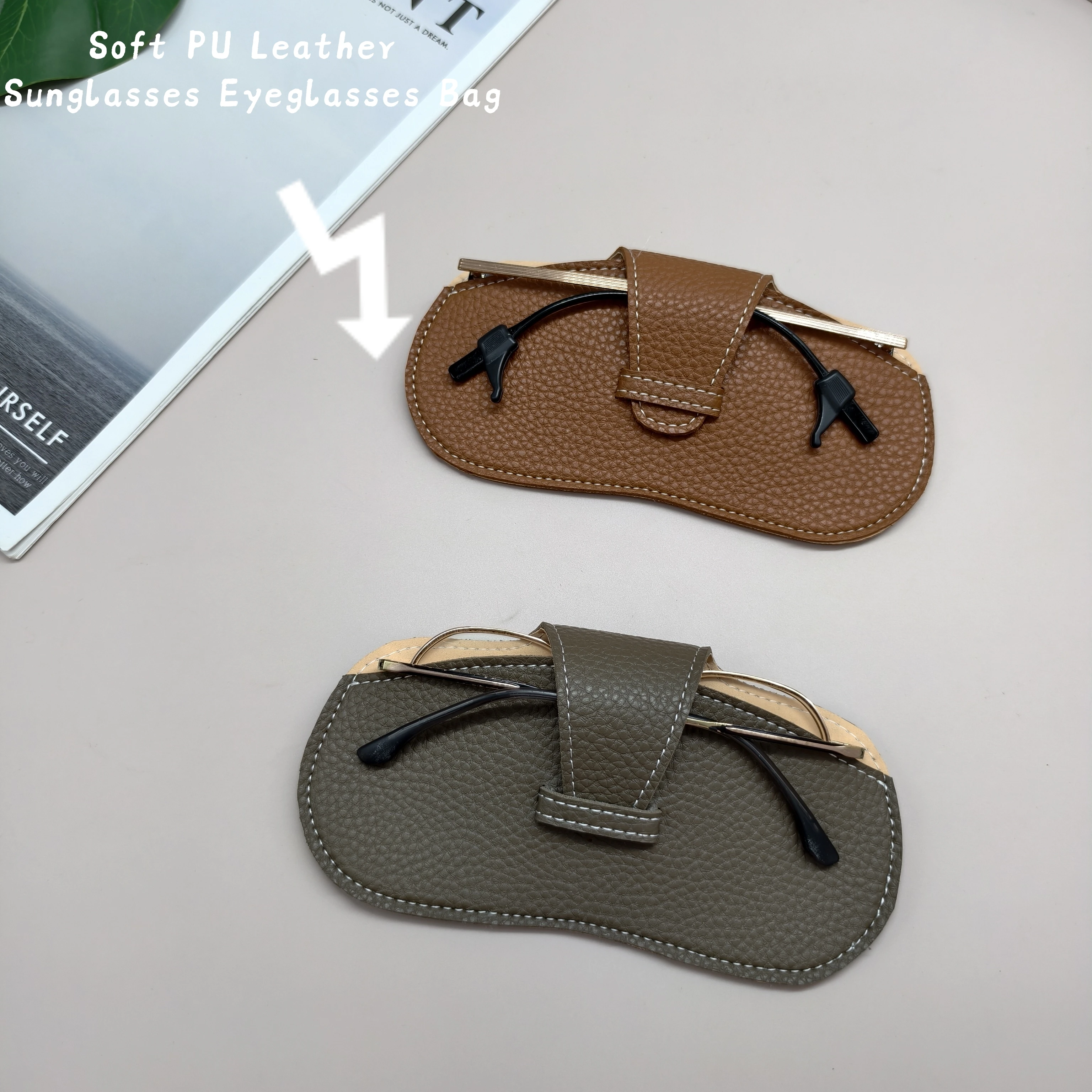 Soft Portable PU Leather Sunglasses Bag High Quality Slim 