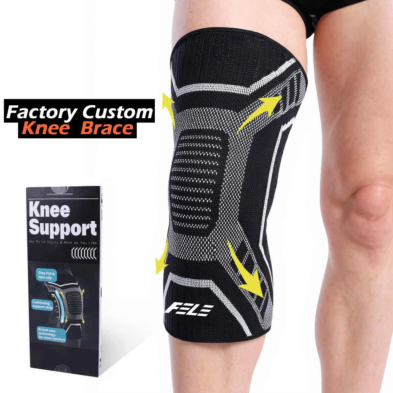 Multicolor Knee Sleeves Custom Made Nylon Elastic