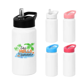 New Arrival 14oz Sublimation Blank Straw Lids Double Wall Insulated Vacuum Stainless Steel Kids Water Bottle