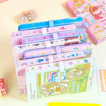 Wholesale Cute Simple Student Notebook 32k Magnetic Buckle Leather Cover Agenda for School Hard Cover Cartoon Design
