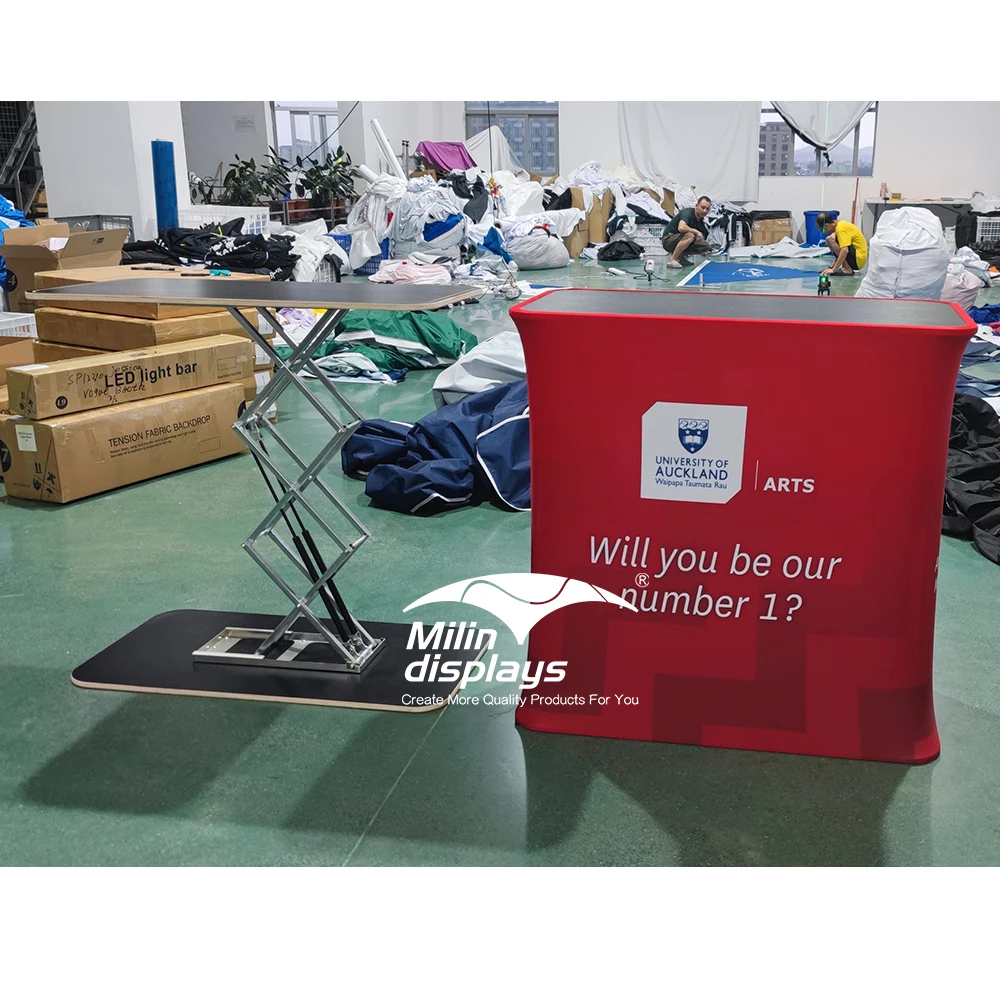 Custom Foldable Table Trade Show Counters Rectangle Pop up Counter Exhibition Booth Reception Table