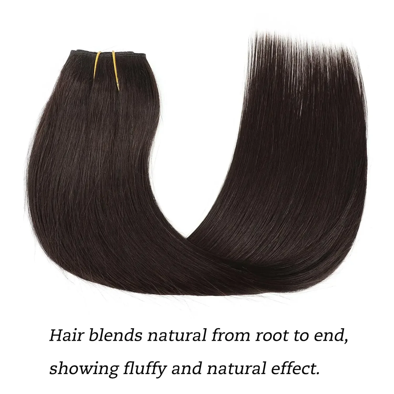 Echt menselijk haar Visdraad haarverlengingen Recht Remy One haarstuk voor een volledig hoofd_voghion.com