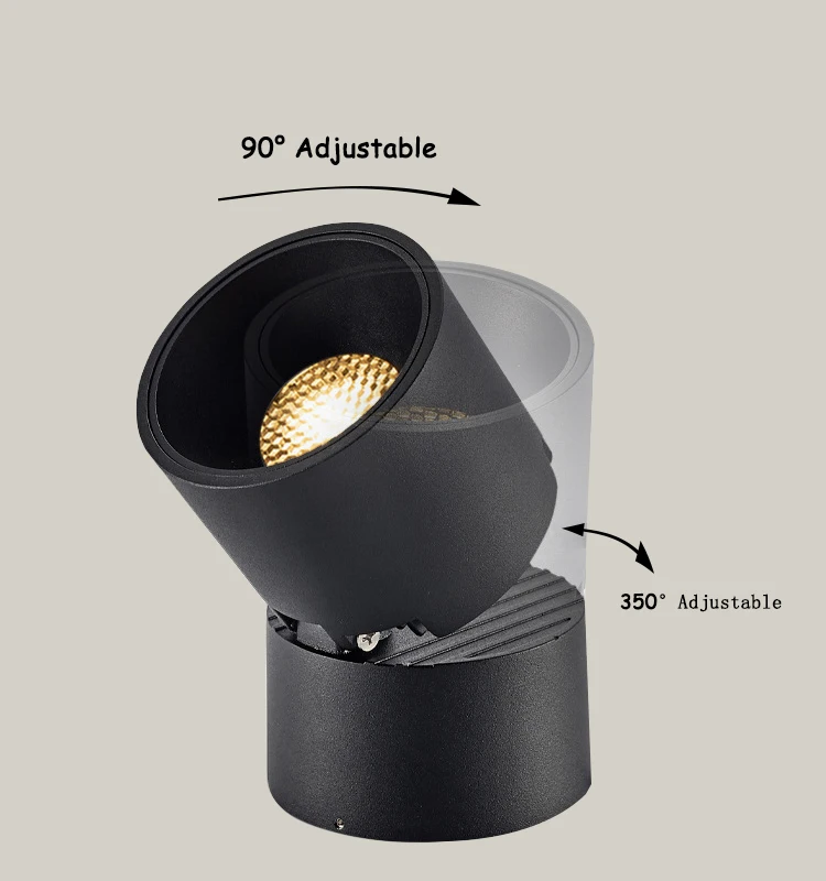 
Светодиодный потолочный светильник с поверхностным креплением IP40, вращающийся цилиндр, алюминиевый потолочный светильник 20 Вт с хорошим излучением 