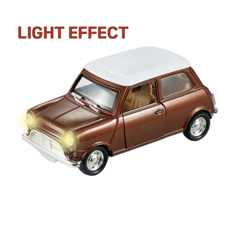 PANDAS 1/36 Scale Vintage Beetle Car Model Diecast Alloy Toy with Pull-Back Function Light Decor for Collection or Decoration