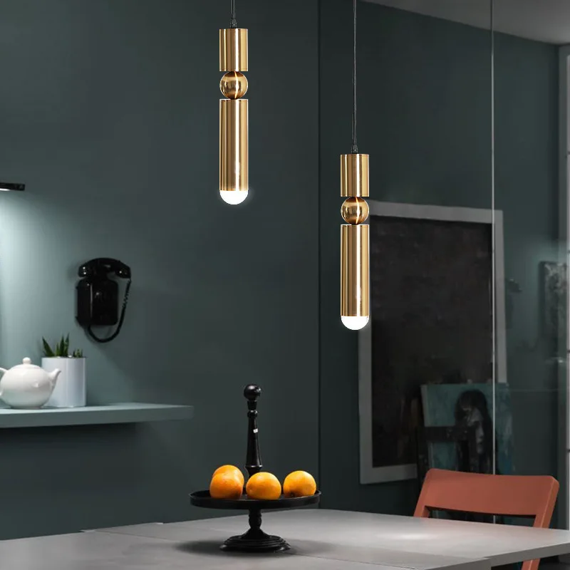 Personality Design Bar Linear Pendant Light Polished Metal Lighting Pendant Hanging LED GU10 Light Source Modern Pendant Lamp - Image 4