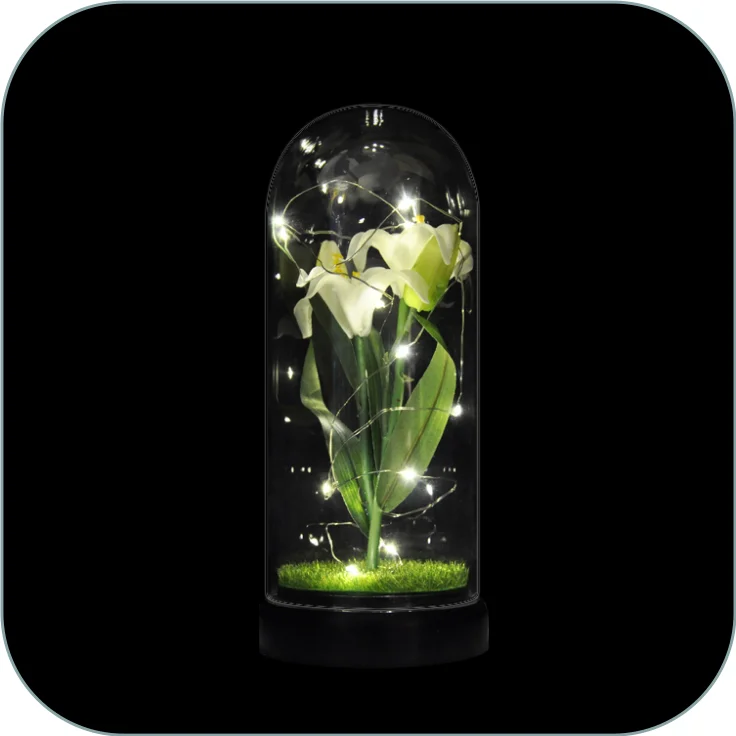 artificial rose galaxie flower in glass dome single galaxy rose with led lights perfect valentines day gifts centerpiece flower details