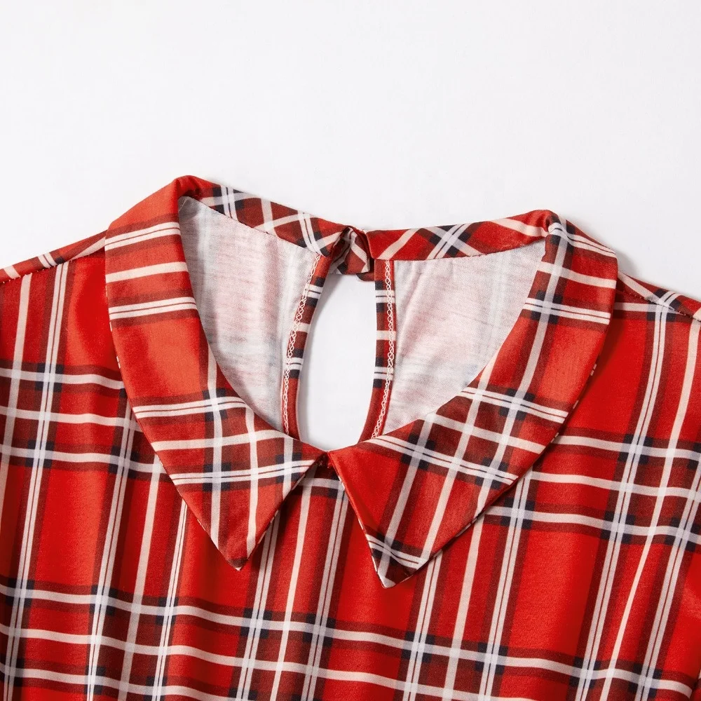 RTS Mommy and Me Red and Black Checker Xmas Plaid Design Outfits Mom and Me Christmas Dresses