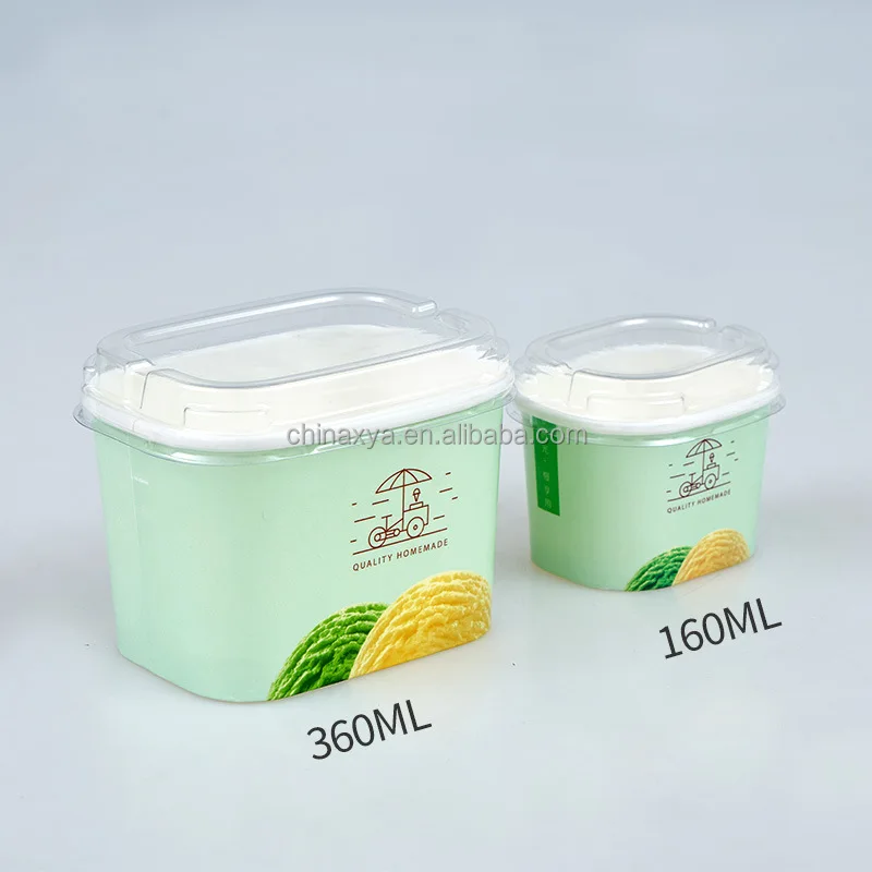 Hot-selling manufacturer Square customized disposable thickened packaged yogurt and ice cream household ice cream cup with lid supplier