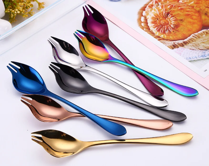 Stainless Steel Flatware Sporks 7.1 Inch Fork Spoon 2 In 1 For Kids Elderly Household Use