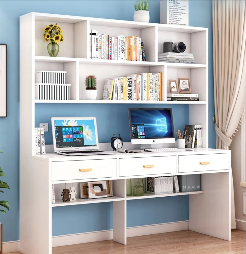 Wholesale Custom Wooden White Children Study Desk with Drawers Classic Computer Desk and Chair Set