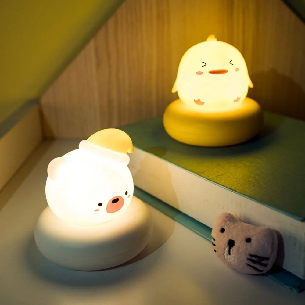 Interesting USB Rabbit Lamp Tap Control Baby Nursery Night Light Dimming Lamparas Para Ninos Christmas New Year Gift for Kids