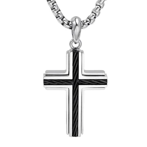 Tizti Unisex Classic Style  Mens Women 18k Silver Gold Black Plated Stainless Steel Pendant Cross Necklace