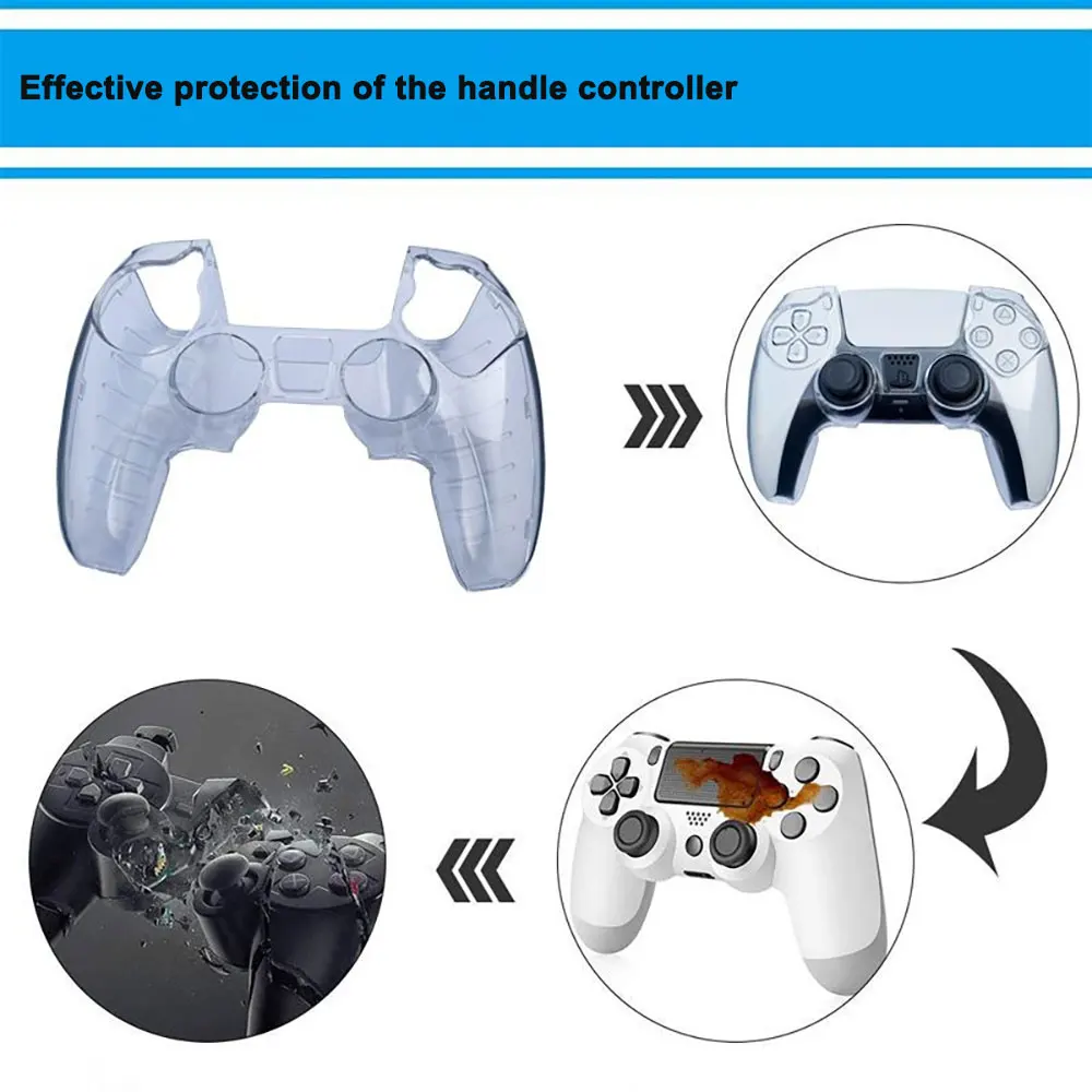 Laudtec Game Controller Crystal Shell Clear Pc Anti Yellow Split Handle Protective Case For Ps4/Ps5 Yxj08 details