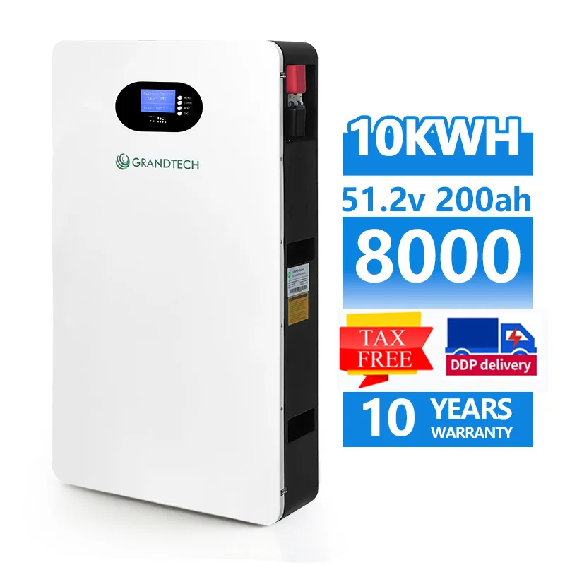 Powerwall Kosketusnäyttö LiFePO4 Akkupaketti 48 V 51,2 V 100 Ah 200 Ah 5 kWh 10 kWh 20 kWh Kotien aurinkoenergian varastointi litiumioniakkua