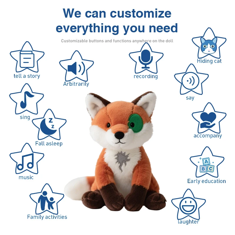 2025 Creative Custom Design Red Fox Plush Toy Animal Doll Custom Stuffed  Fox Toy