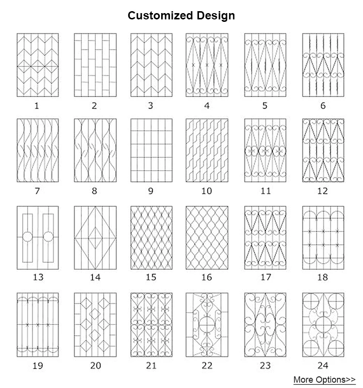 China Factory Custom Latest Anti Theft Metal windows Design House Villa Exterior Burglar Proof Wrought Iron Window with Grill