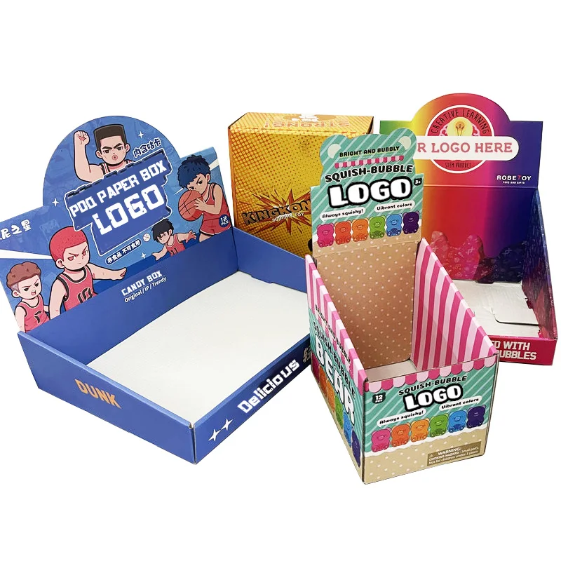 Foldable Retail Counter Display Boxes Paper Cardboard Case for Bar Packaging Candy Chocolate Cookie Stand PDQ Recycled Materials