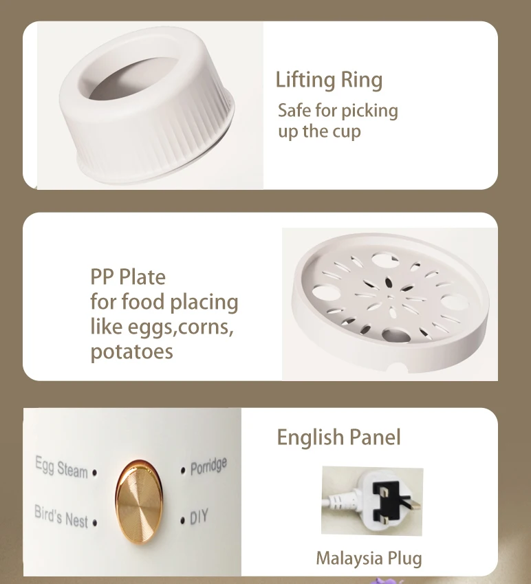 Tonze 2023 New Launching Stew Cup Glass Pot Double Boiler Electric Mini