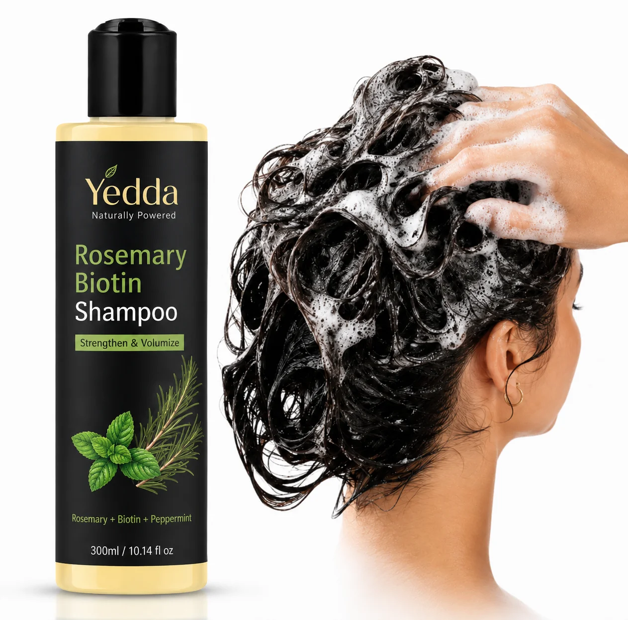 OEM Private Label Rosemary Biotin Shampoo Anti-Hair Loss & Volumizing 2-IN-1 Sulfate Free for All Hair Types Adults