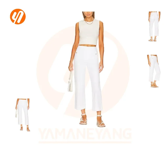 1907 OEM High Rise Women's White Denim Jeans Zipper Fly Baggy Loose Wide Leg Casual Straight Style for Women