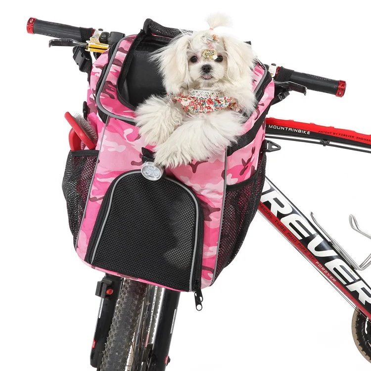 Foldable Dog Travel Backpack Reflective Dog Bike Basket Multi-function Pet Carrier Bag details