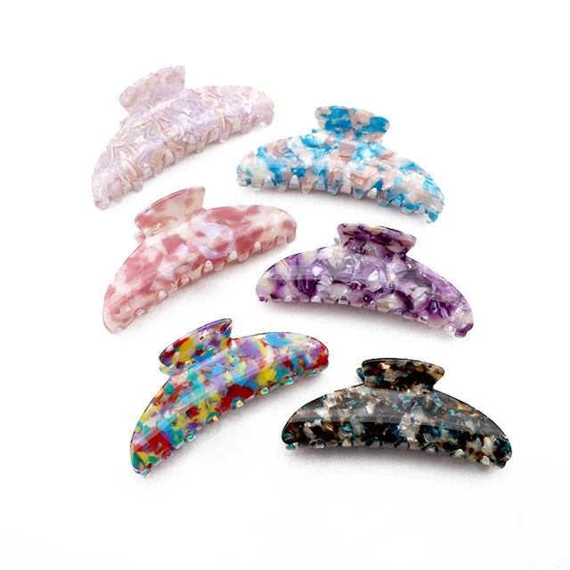 Korean Style New Retro Pattern Acetate Hair Claws Colorful Hair Clips Large Shark Clip Gripper Cute Hair Accessories For Girls