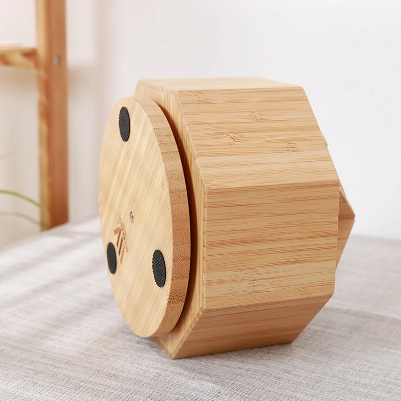 Multiple 9 Compartments Kitchen Organizer Bamboo Rotating Utensil