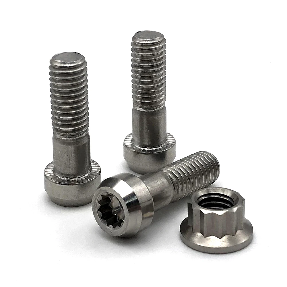 Tornillos de titanio Fábrica Oem Odm Tornillos de tapa hexagonal anodizados Grado 12 M6 M10 M12 Tornillo de titanio M3 de bicicleta hexagonal plano redondo