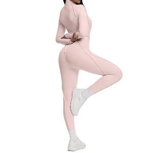 LANGHE Custom High Quality Quick Dry  Fitness Yoga Smart Fitness Wear Print Gym Female Set  High Neck Zipper One Piece Jumpsuit