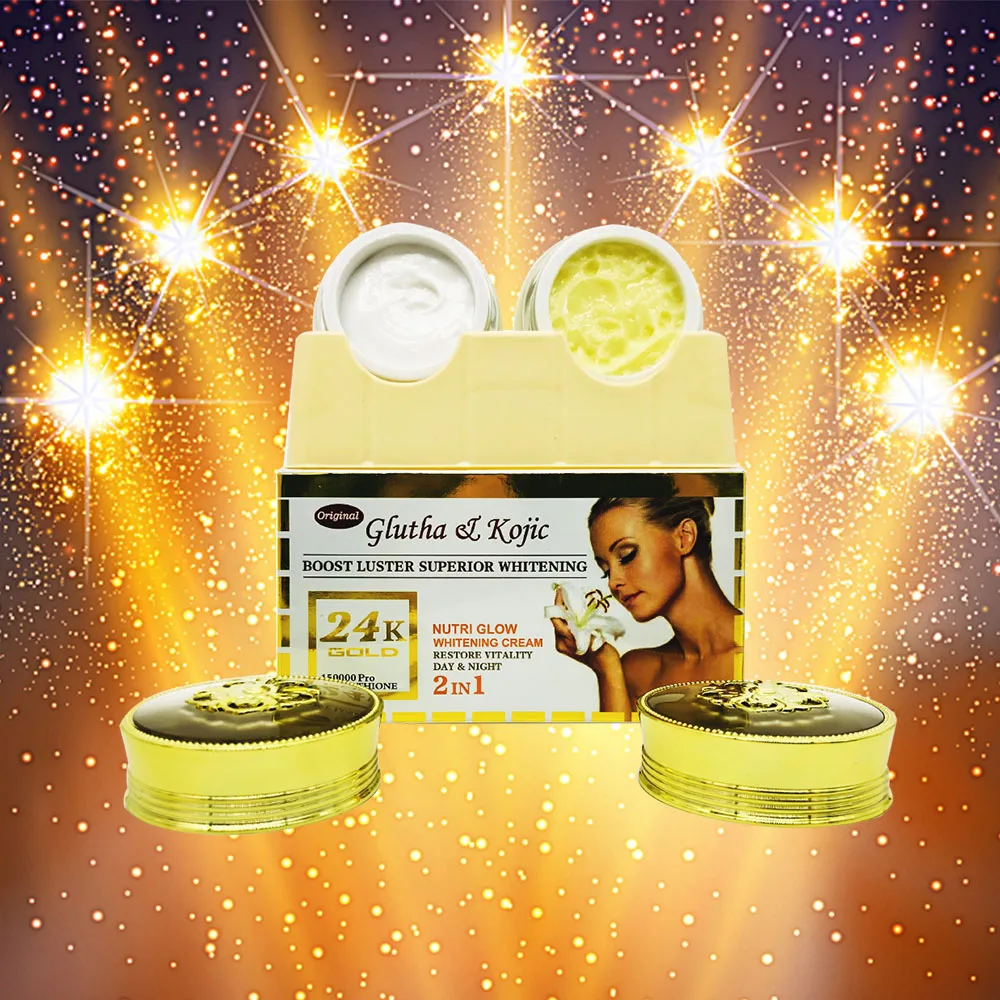 gold glutathione whitening cream price in pakistan OEM Private Label 24K Gold Gluta & Kojic Whitening Face Cream Remove  Melanin Pimple Antioxidants 25g+25g