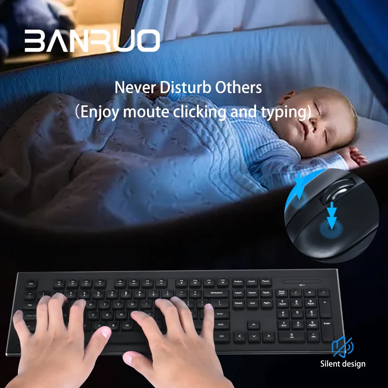 Распродажа с фабрики 2023 популярная беспроводная клавиатура и мышь самая дешевая стандартная черная Офисная