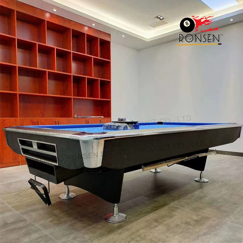 Новый выпуск Ronsen Billard заводской дешевый черный бильярдный стол со светодиодной подсветкой для продажи на Филиппинах