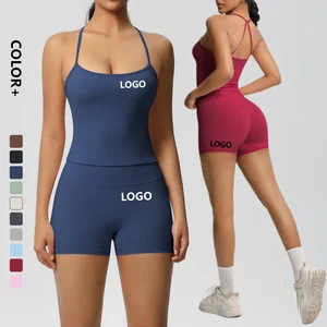 Women's Fashion 2 Piece Set Sports Bra and Shorts Women Fitness Workout Biker Shorts Sets for Women